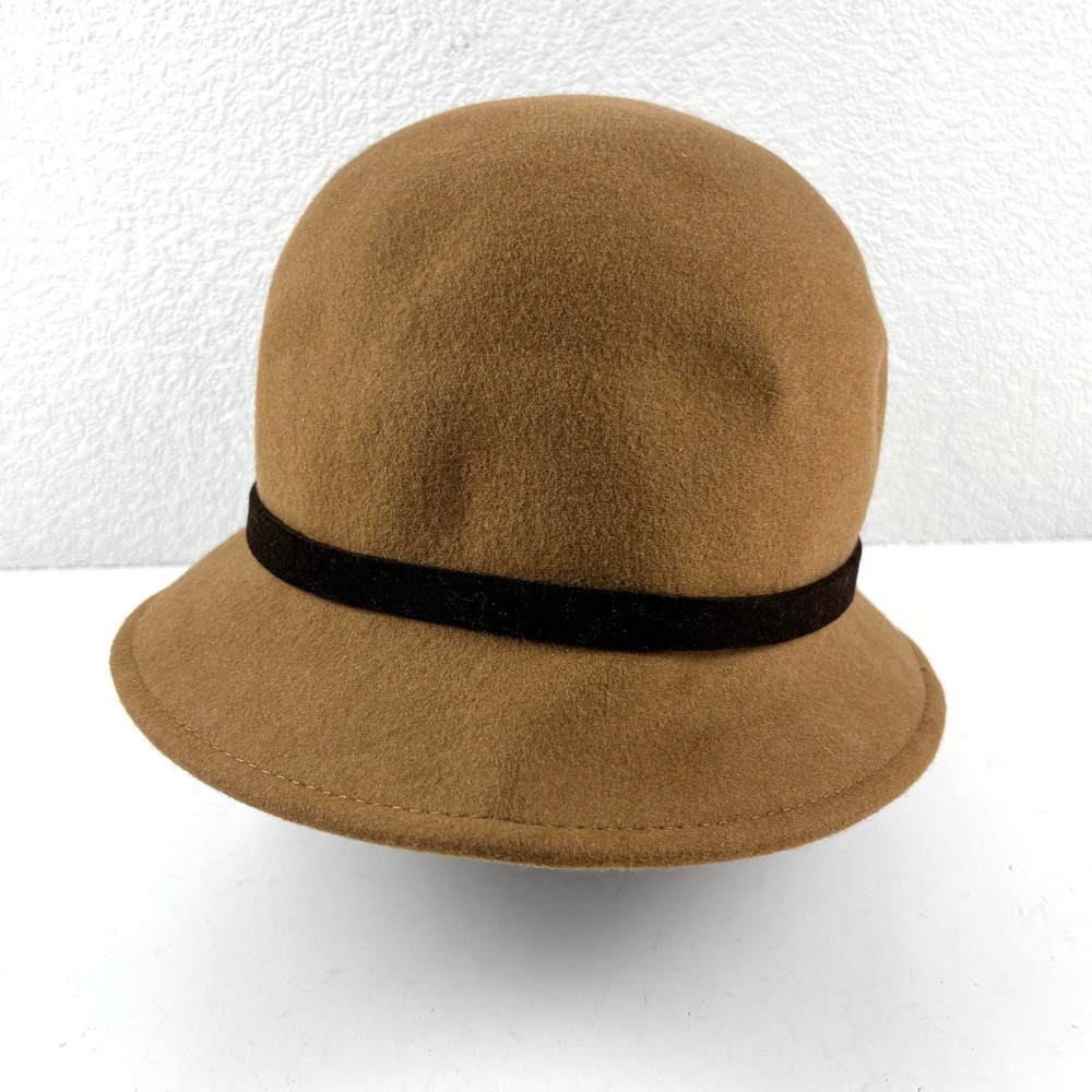 Currency by Helen Welsh Cloche Hat Womens OS Brown Wool Felt Italy Bow Flapper - Picture 3 of 6